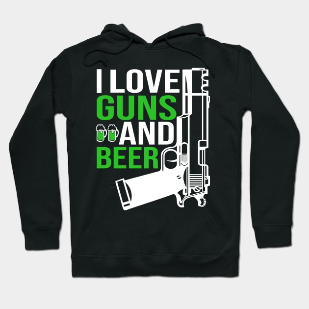 Funny Gun, I Love Guns And Beer, Gun Lover Hoodie by Jakavonis